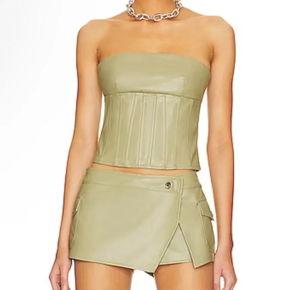 SUPERDOWN ODESSA CORSET LEATHER TOP Size M - Picture 1 of 3